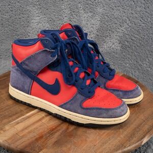 Nike Dunk Hi Skinny Print Hyper Red Royal Blue Sail 543242-600 Womens 8